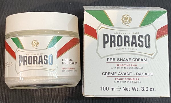 Proraso Pre Shave Cream Grüner Tee-Hafer 100 ml